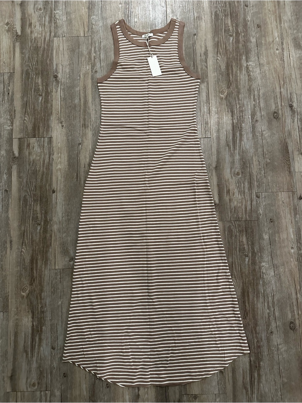 Z Supply Brown & White Striped Sleeveless Maxi Dress